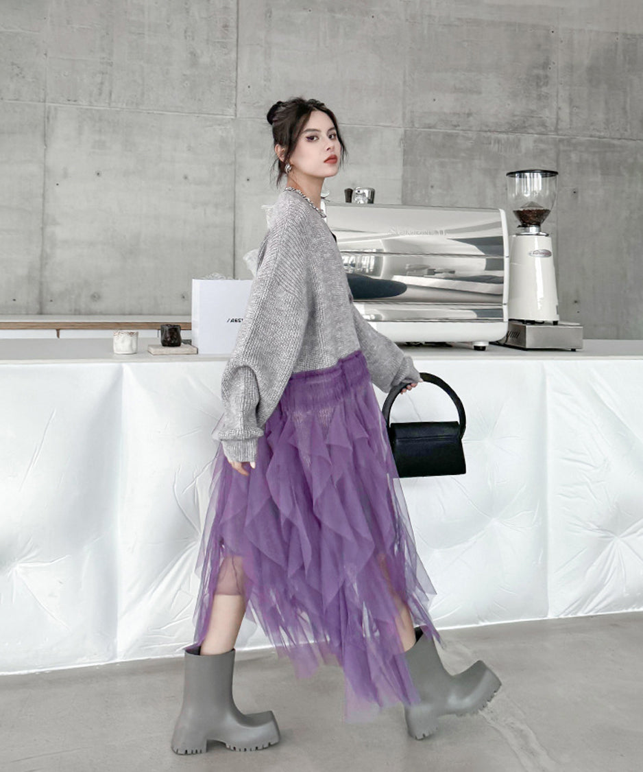 tiered mesh cardigan