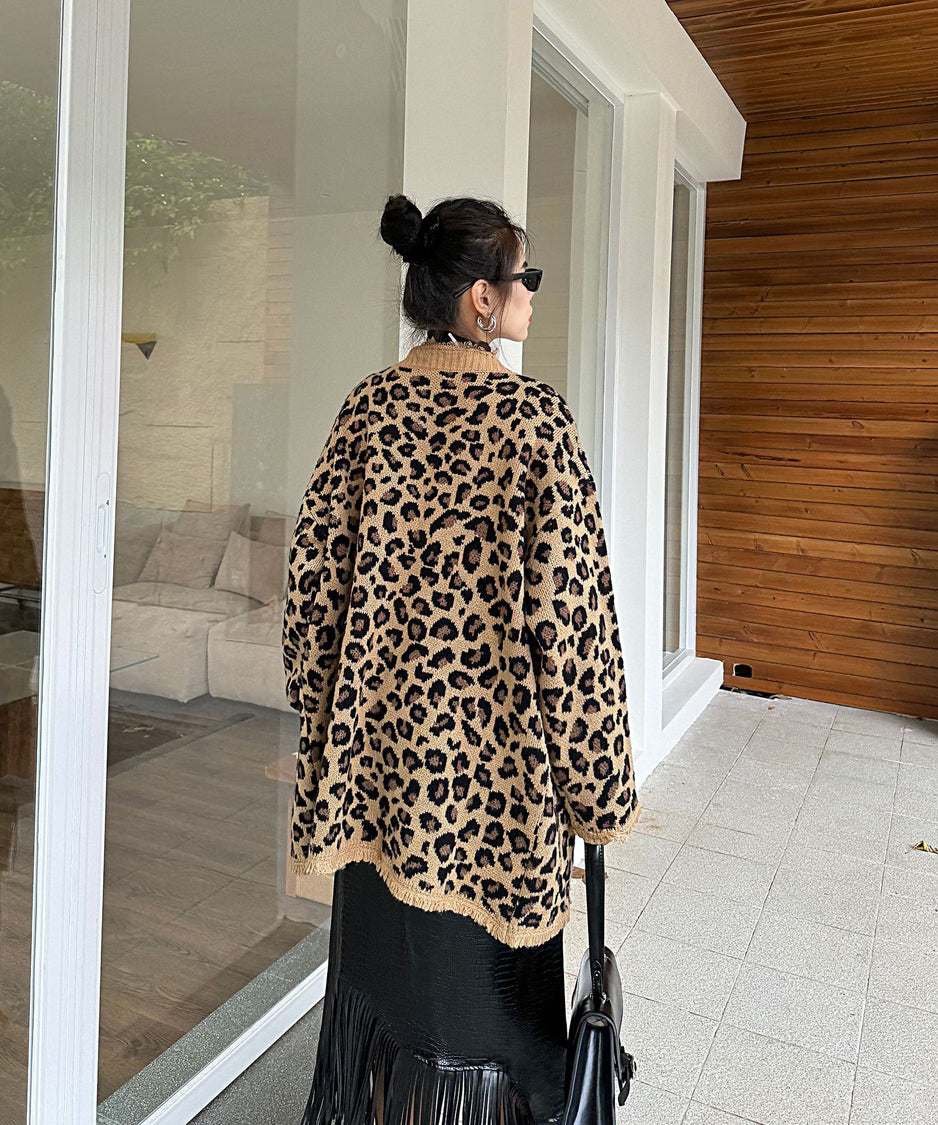 Leopard knit cardigan
