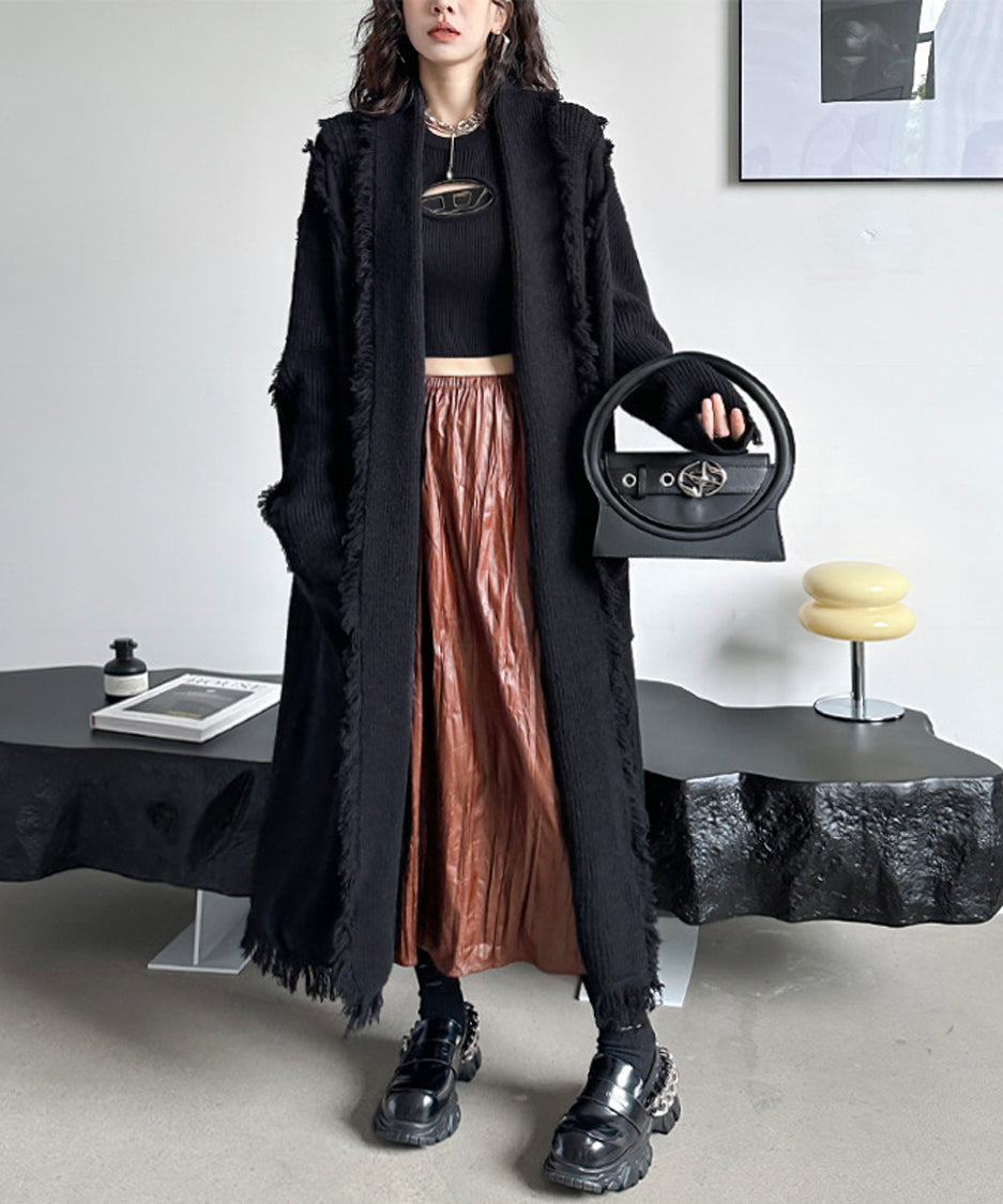 Tassel long knit cardigan