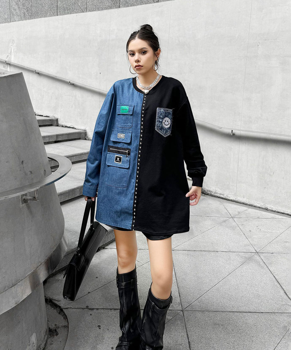 Denim contrast sweatshirt