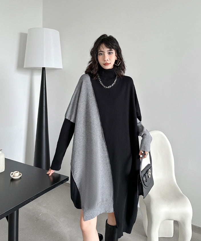Two-tone knit dress
