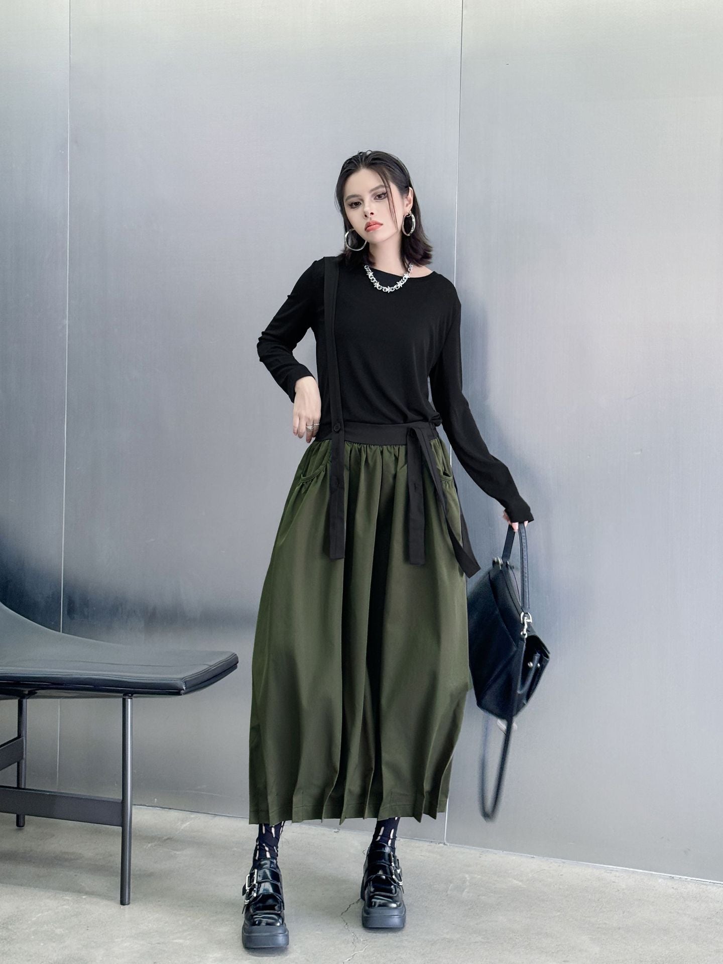 Hem Tuck Suspender Skirt
