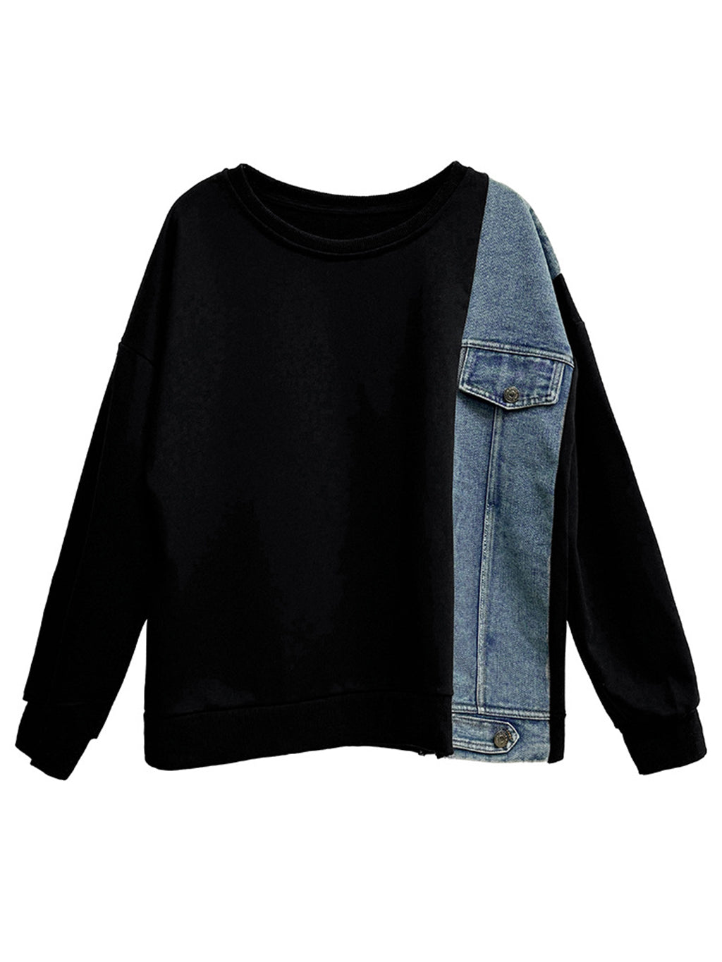 Denim stitch contrast top