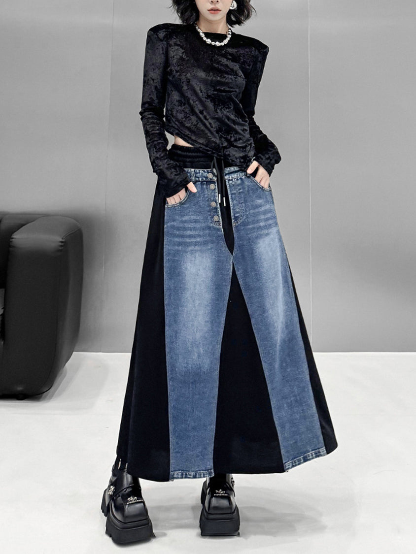 Contrast Patchwork Skirt