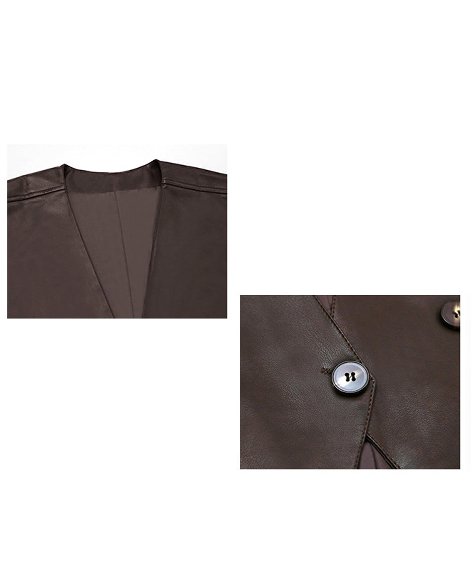 Asymmetrical faux leather vest