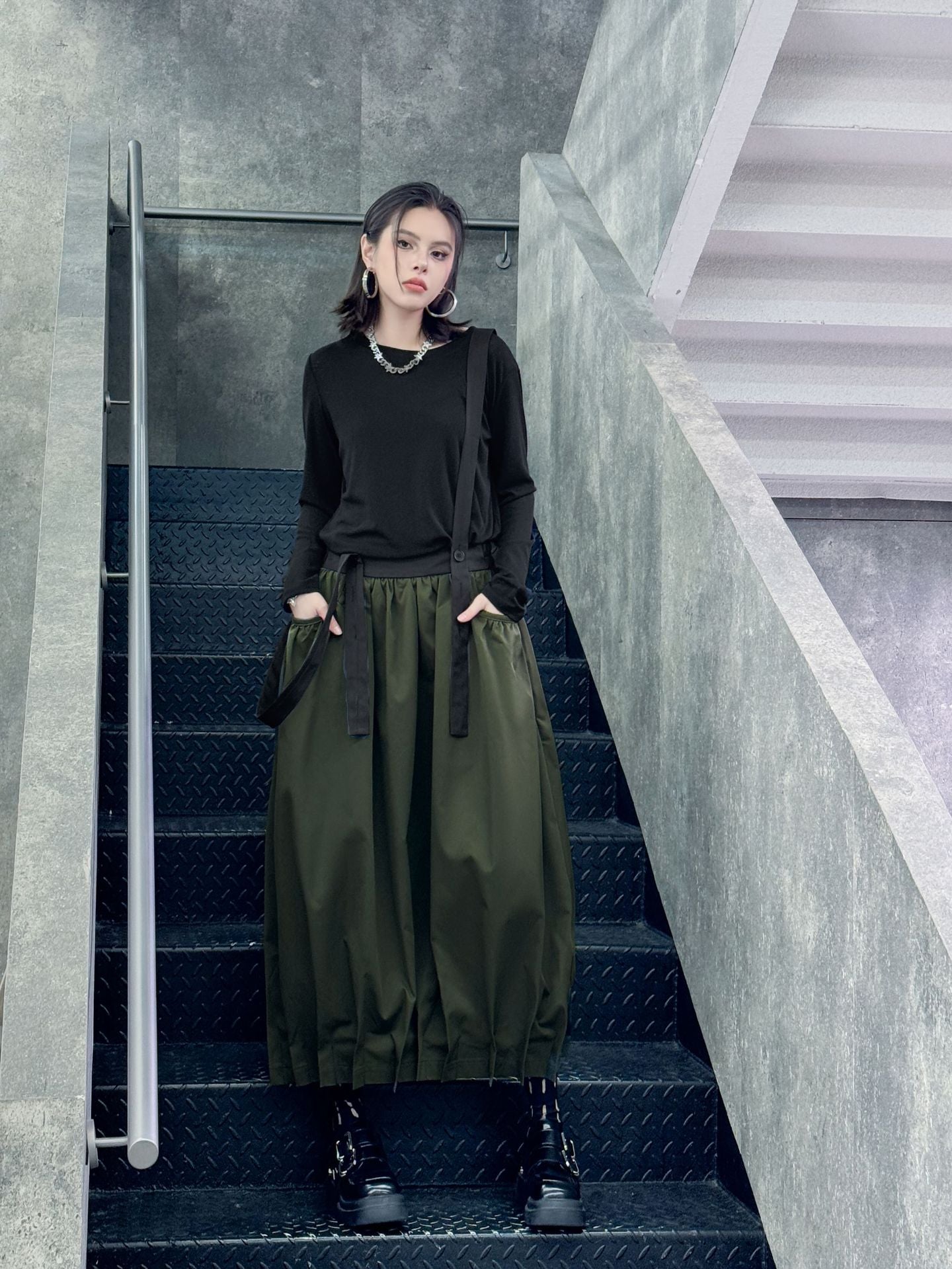 Hem Tuck Suspender Skirt