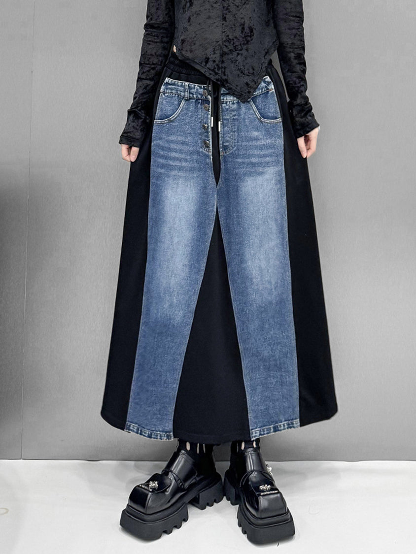 Contrast Patchwork Skirt