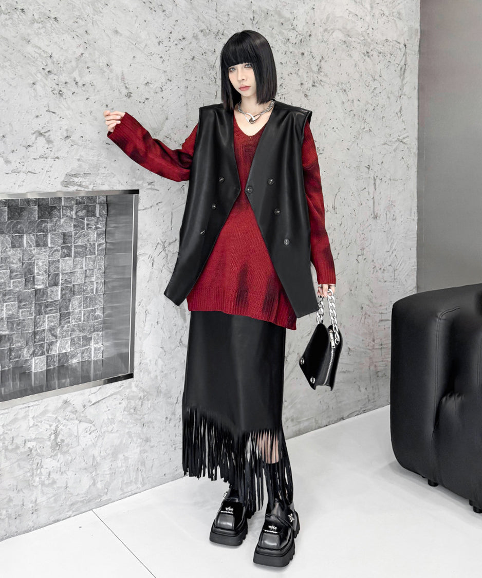 Asymmetrical faux leather vest