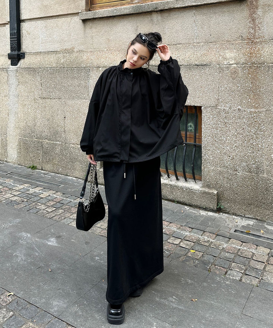 Bat Sleeve Zipper Blouson