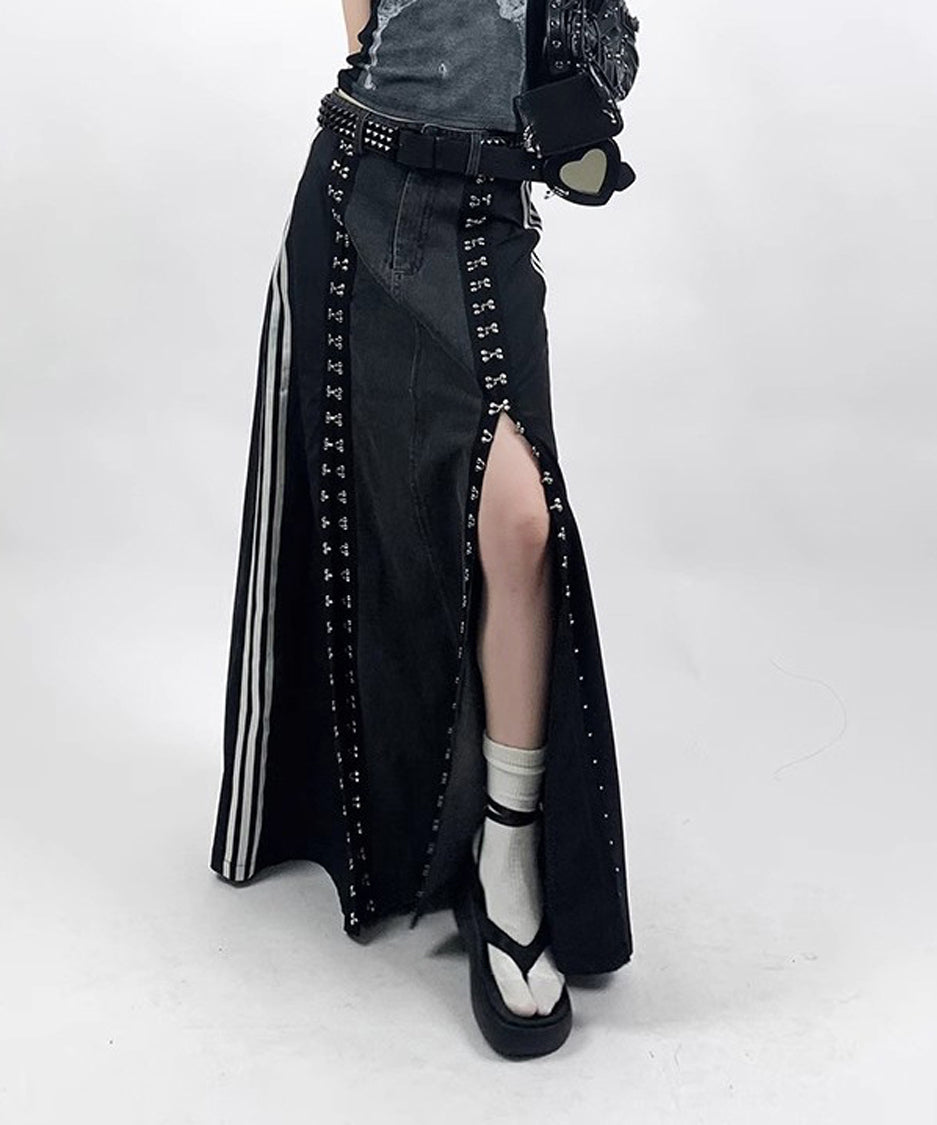Sideline denim skirt