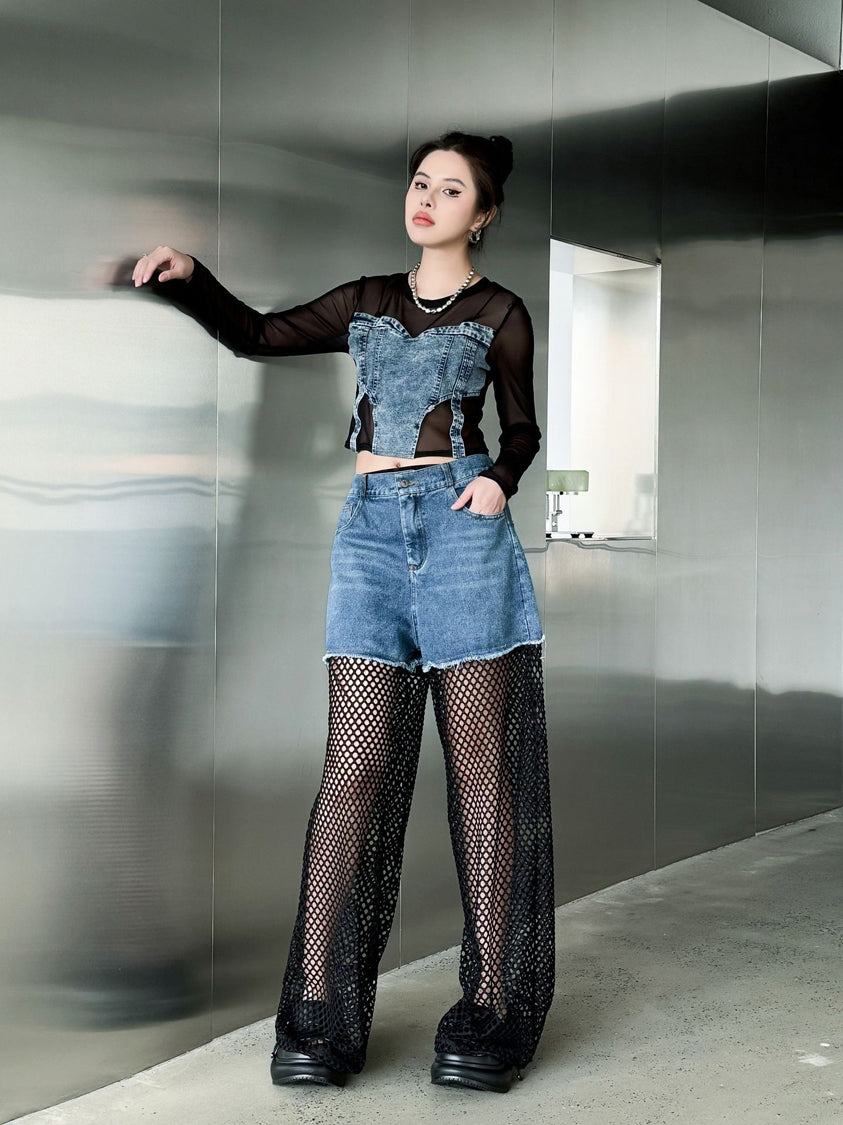 Splicing Lace Pants