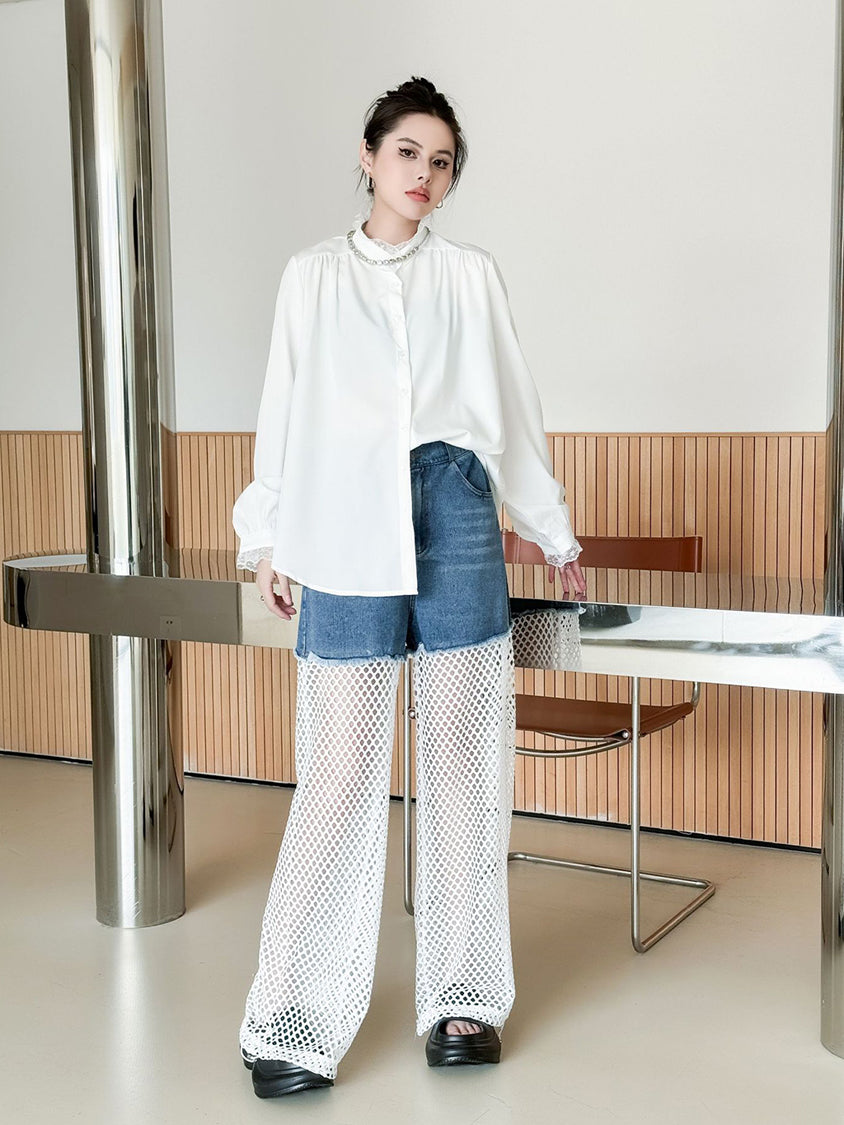 Splicing Lace Pants