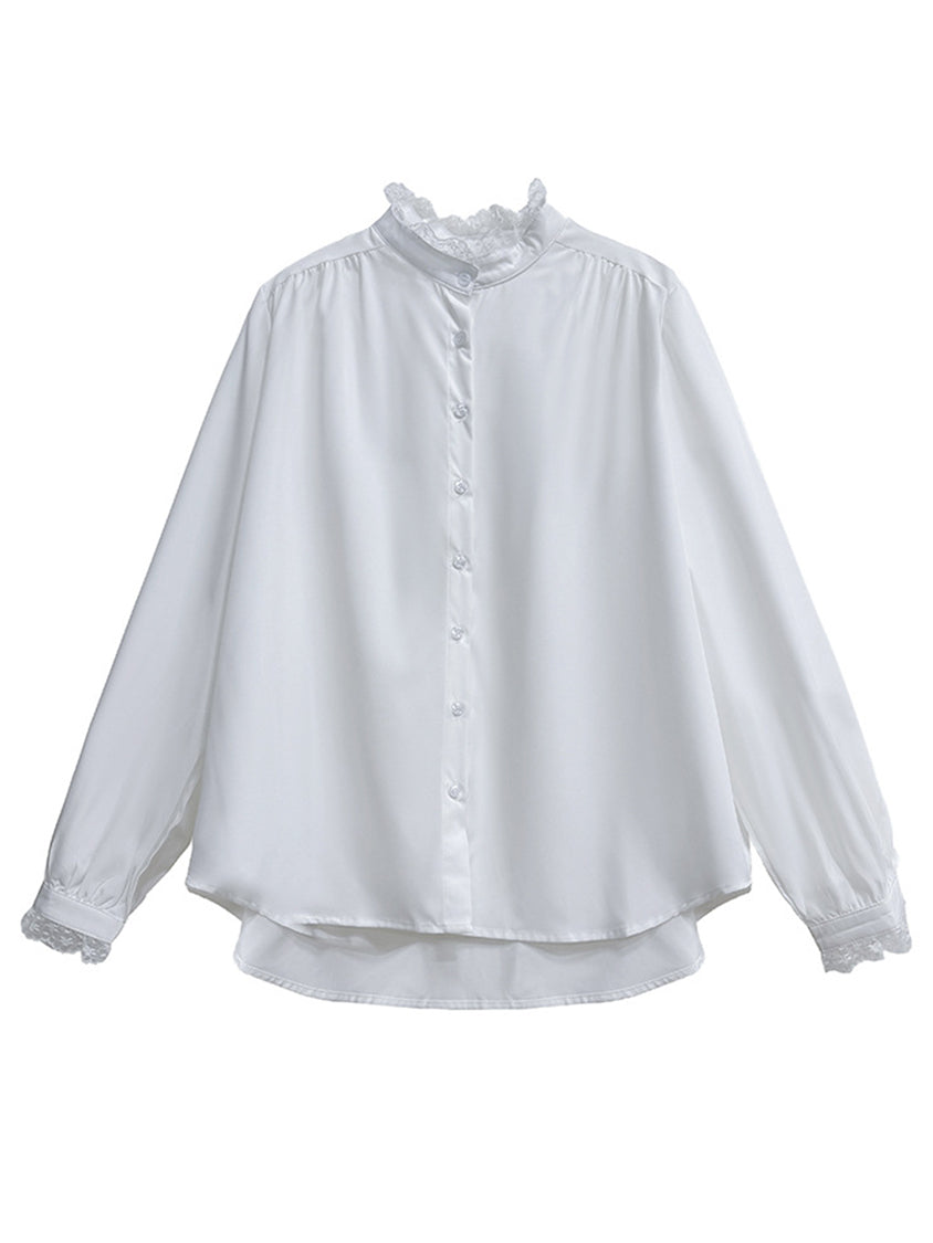 Lace stand-collar blouse