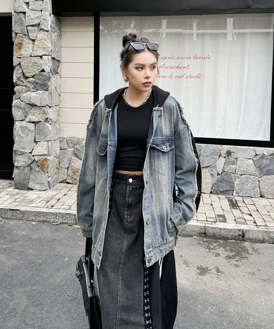 Denim Switch Hoodie Jacket