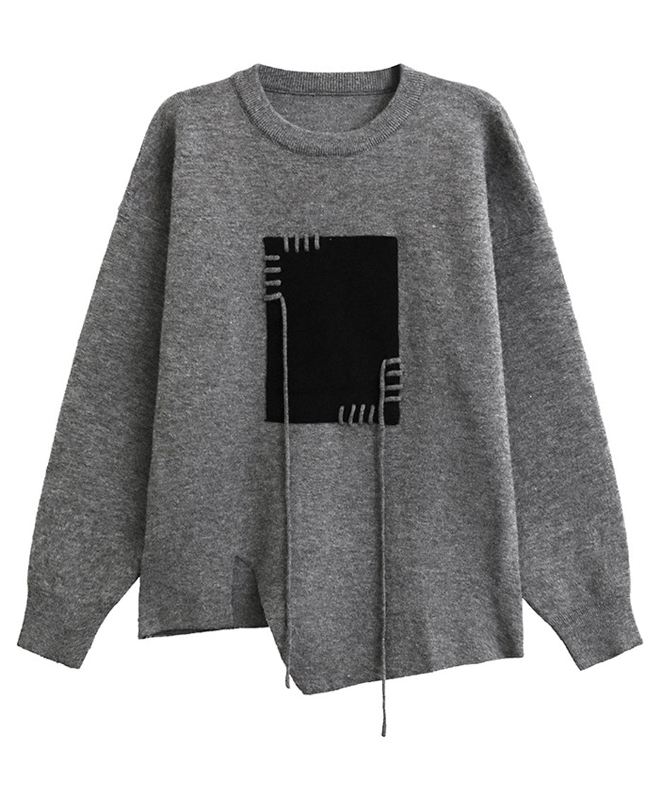 Contrast color jacquard sweater