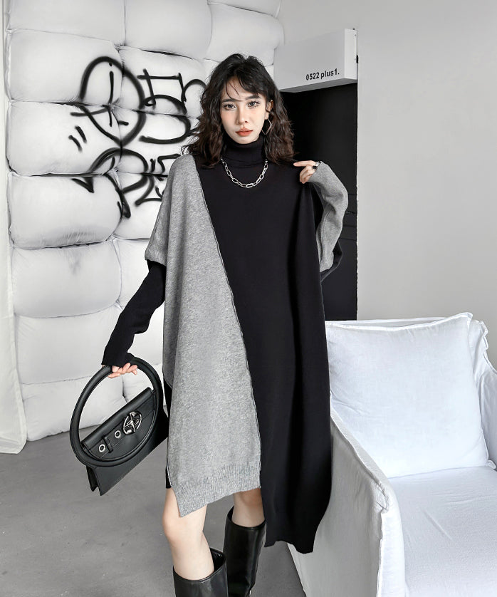 Two-tone knit dress