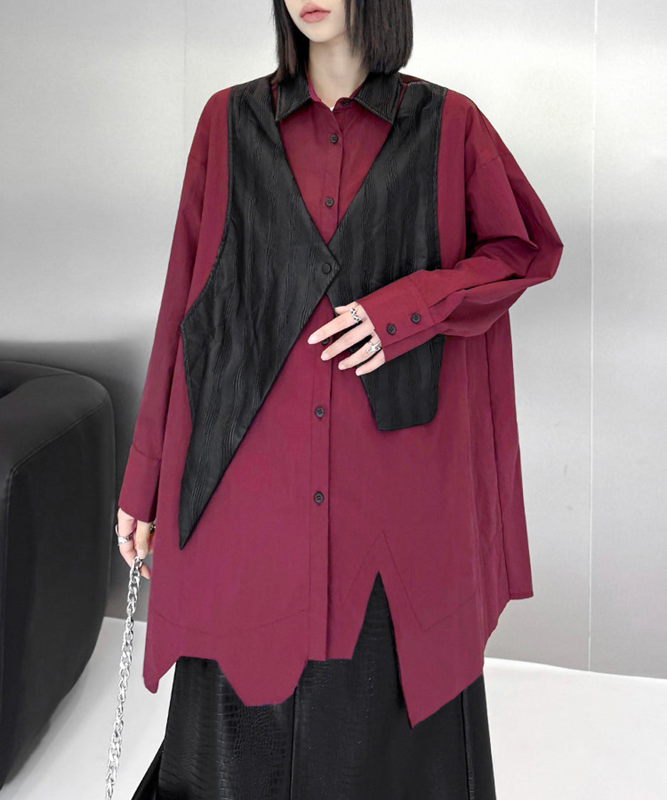 Zigzag cut loose blouse