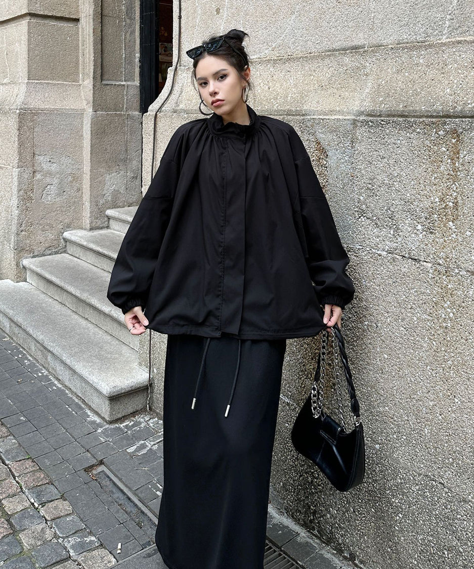 Bat Sleeve Zipper Blouson