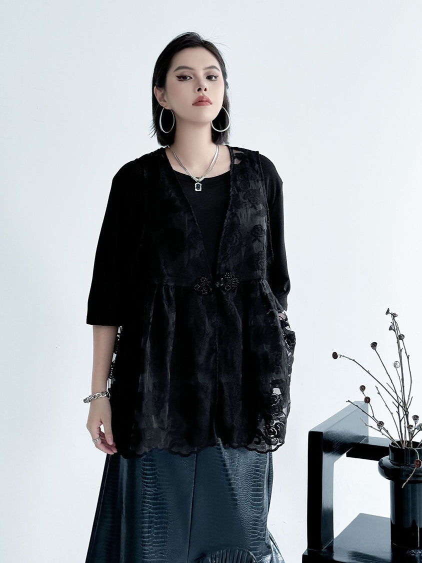 Lace flare vest