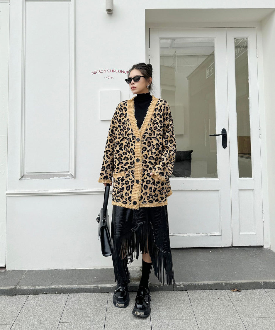 Leopard knit cardigan