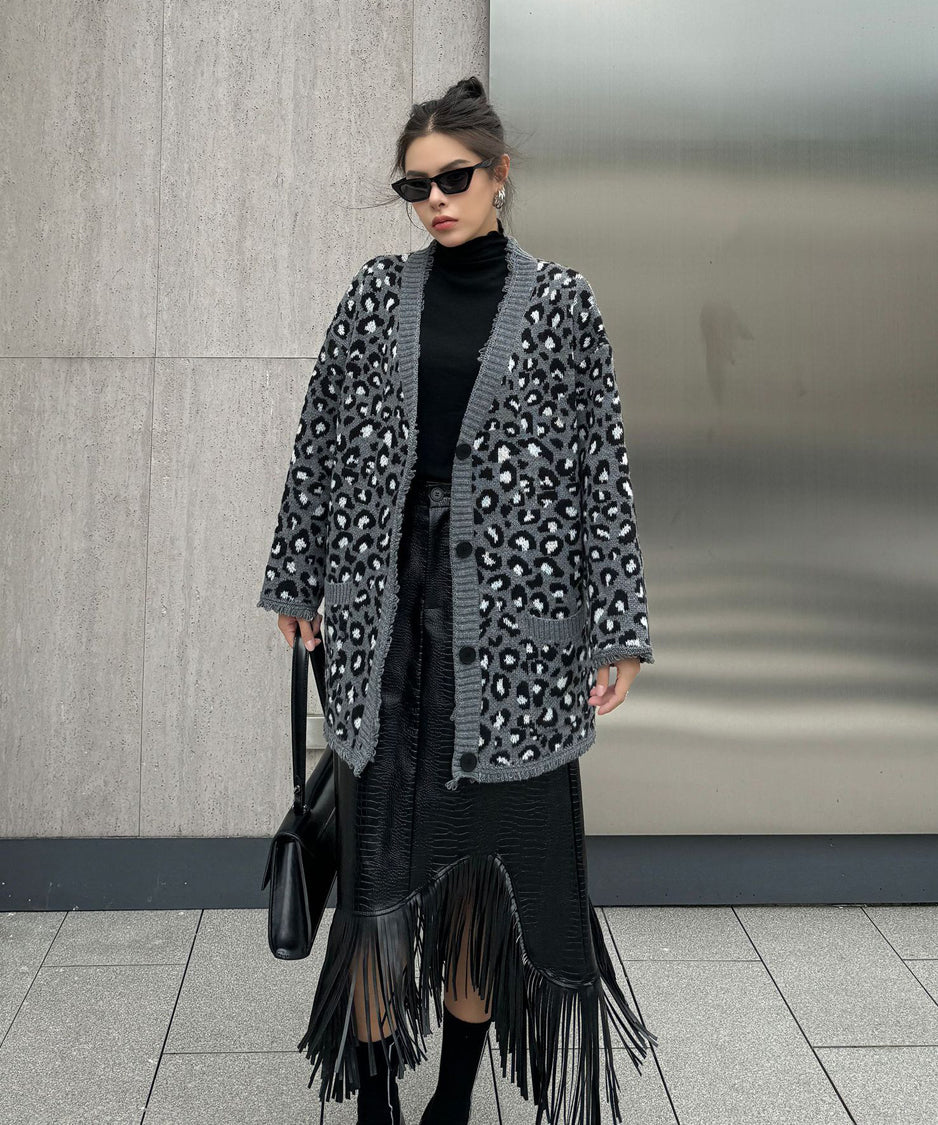 Leopard knit cardigan
