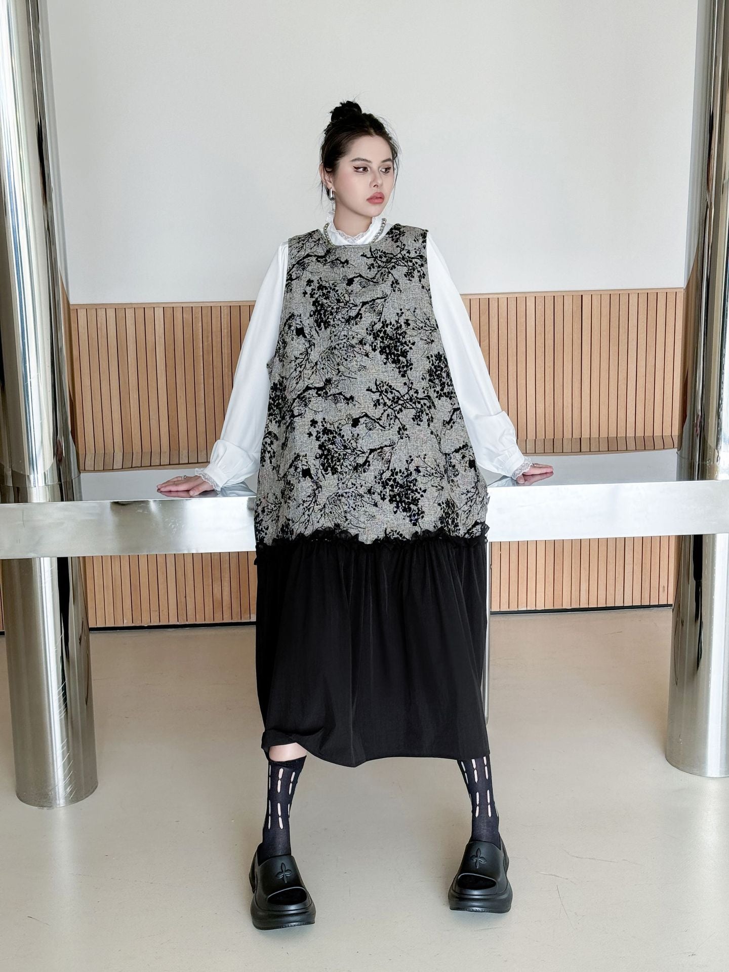 Jacquard splicing dress