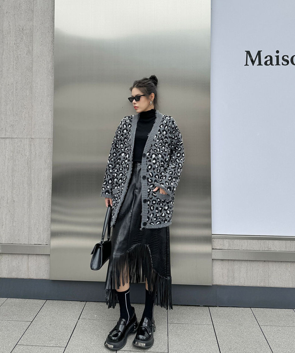Leopard knit cardigan