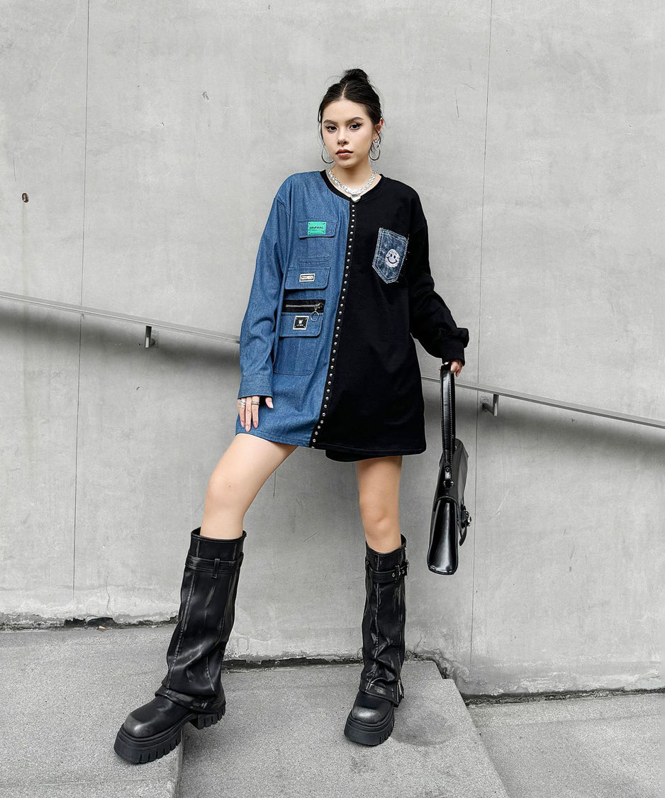 Denim contrast sweatshirt