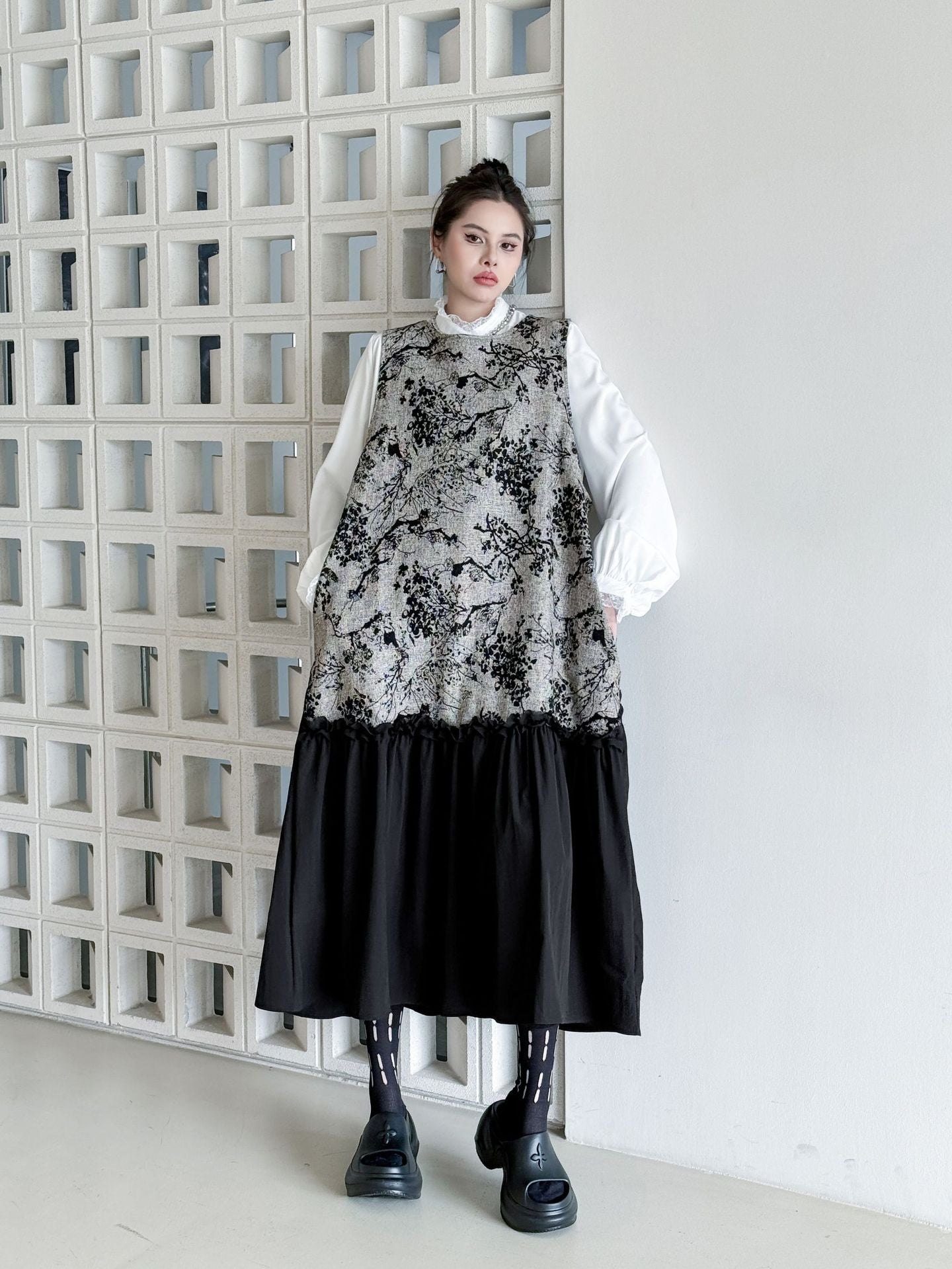 Jacquard splicing dress
