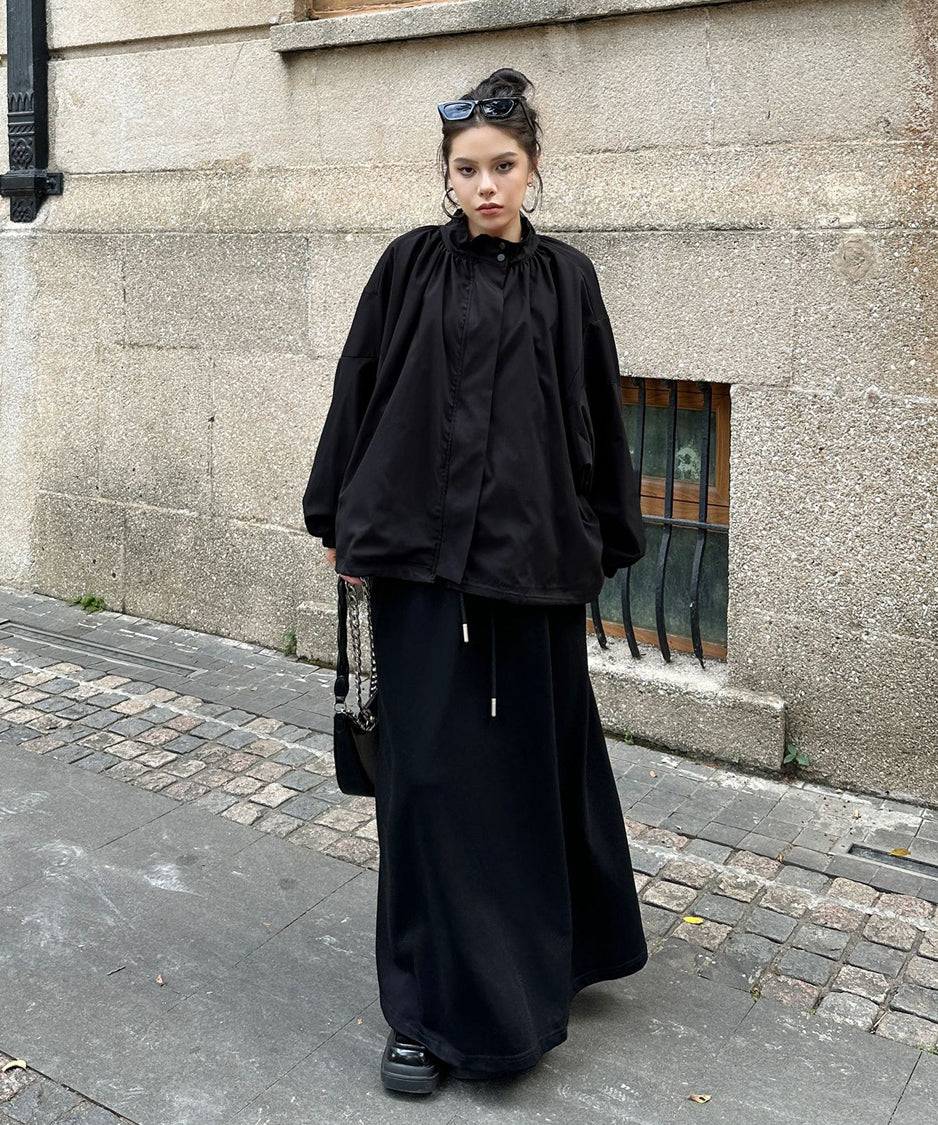 Bat Sleeve Zipper Blouson