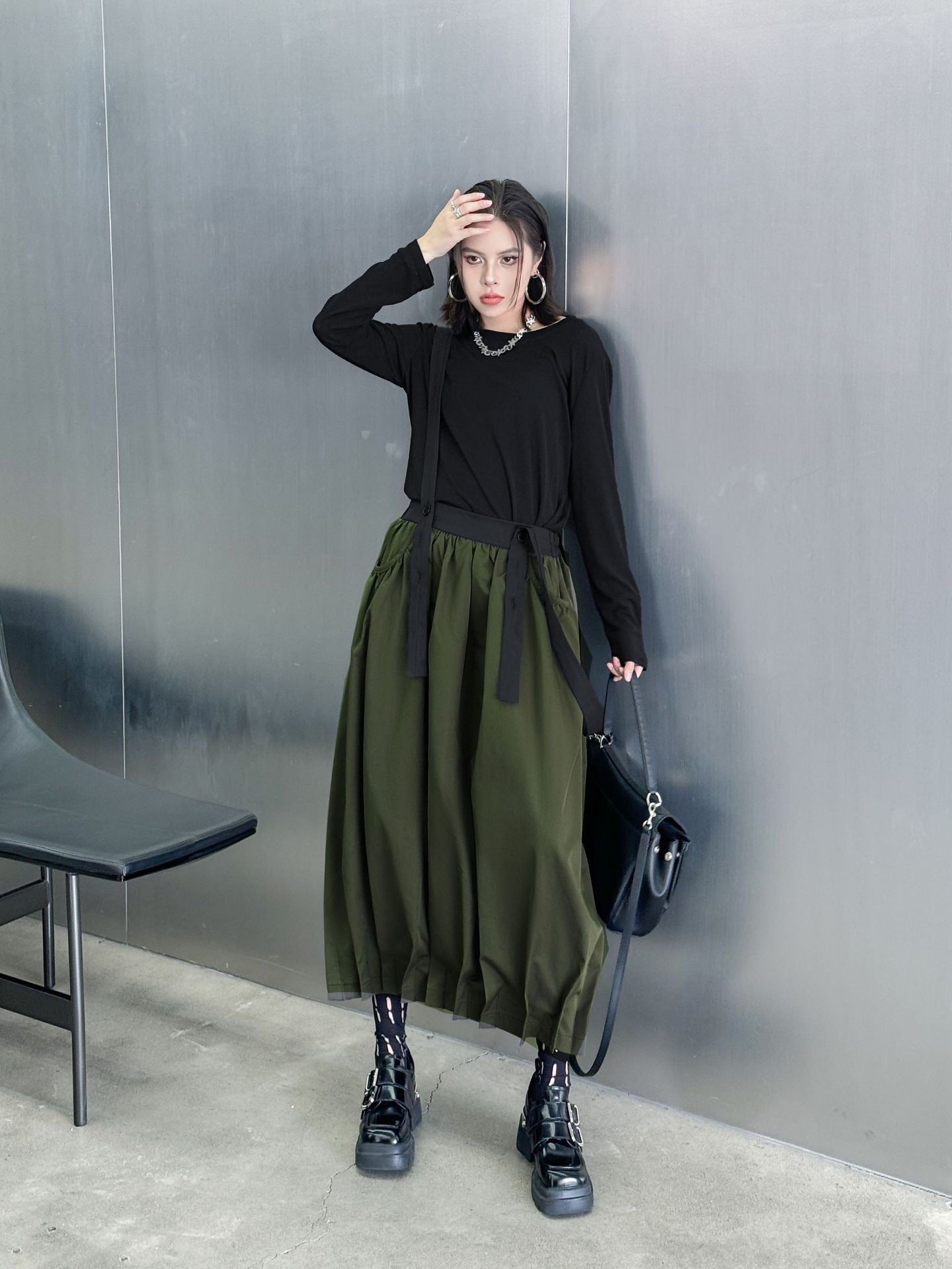Hem Tuck Suspender Skirt