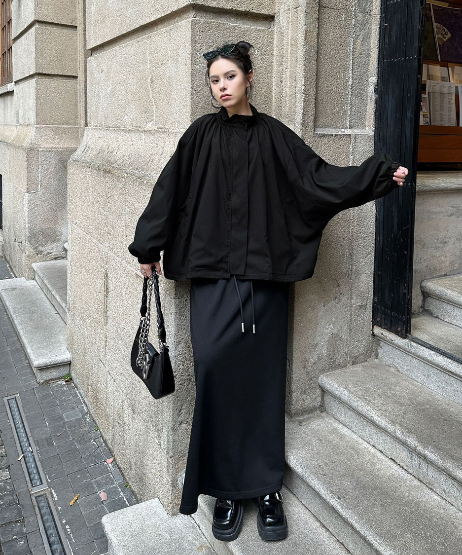 Bat Sleeve Zipper Blouson