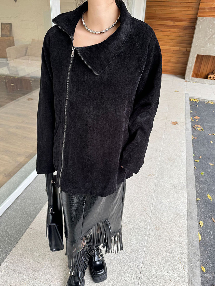Zippered high collar top