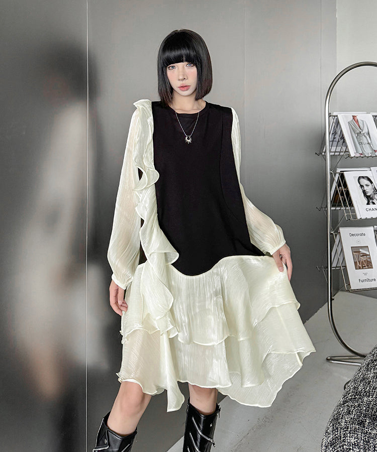 See-through ruffle dress
