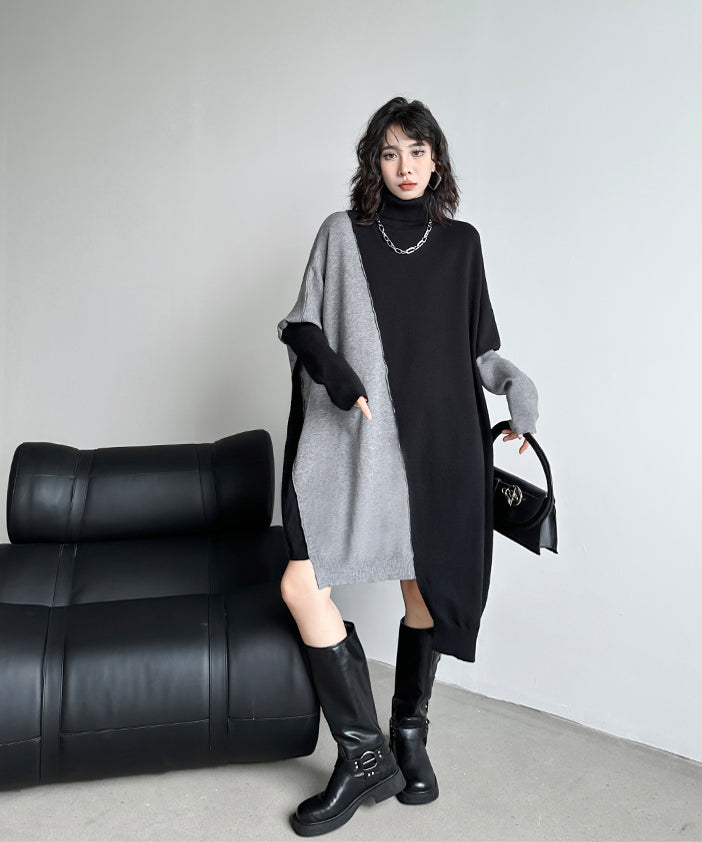 Two-tone knit dress