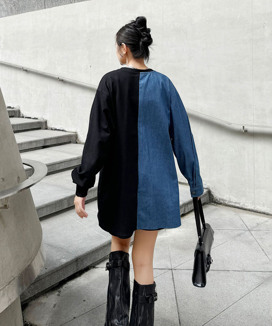 Denim contrast sweatshirt
