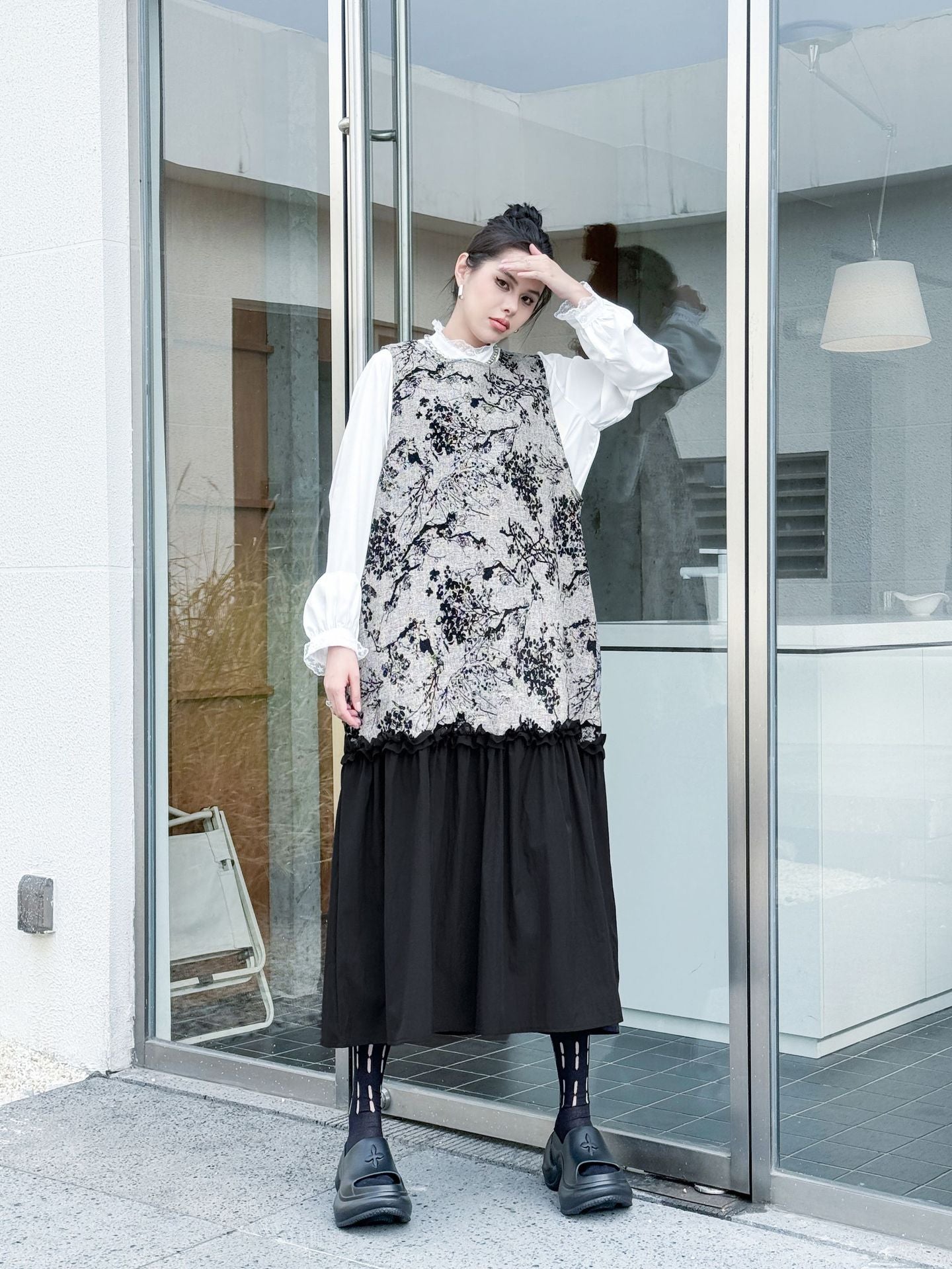 Jacquard splicing dress