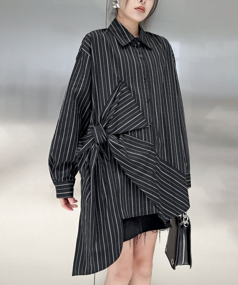 Big ribbon striped blouse