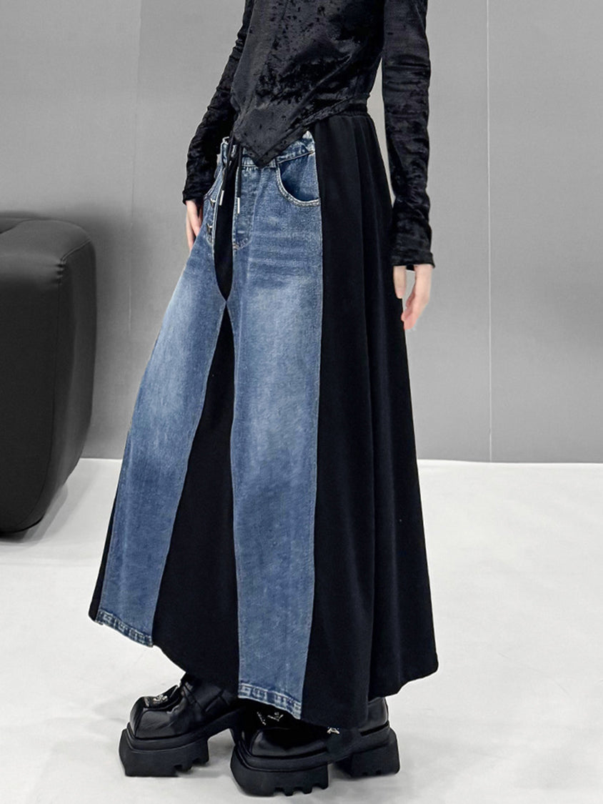 Contrast Patchwork Skirt