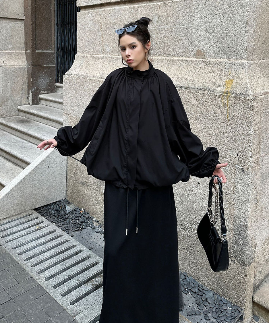 Bat Sleeve Zipper Blouson