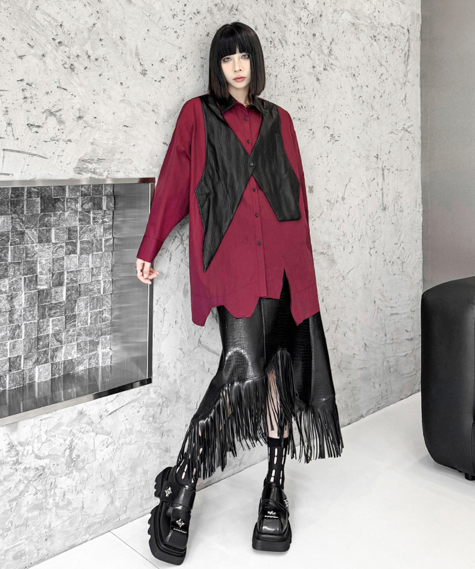 Zigzag cut loose blouse