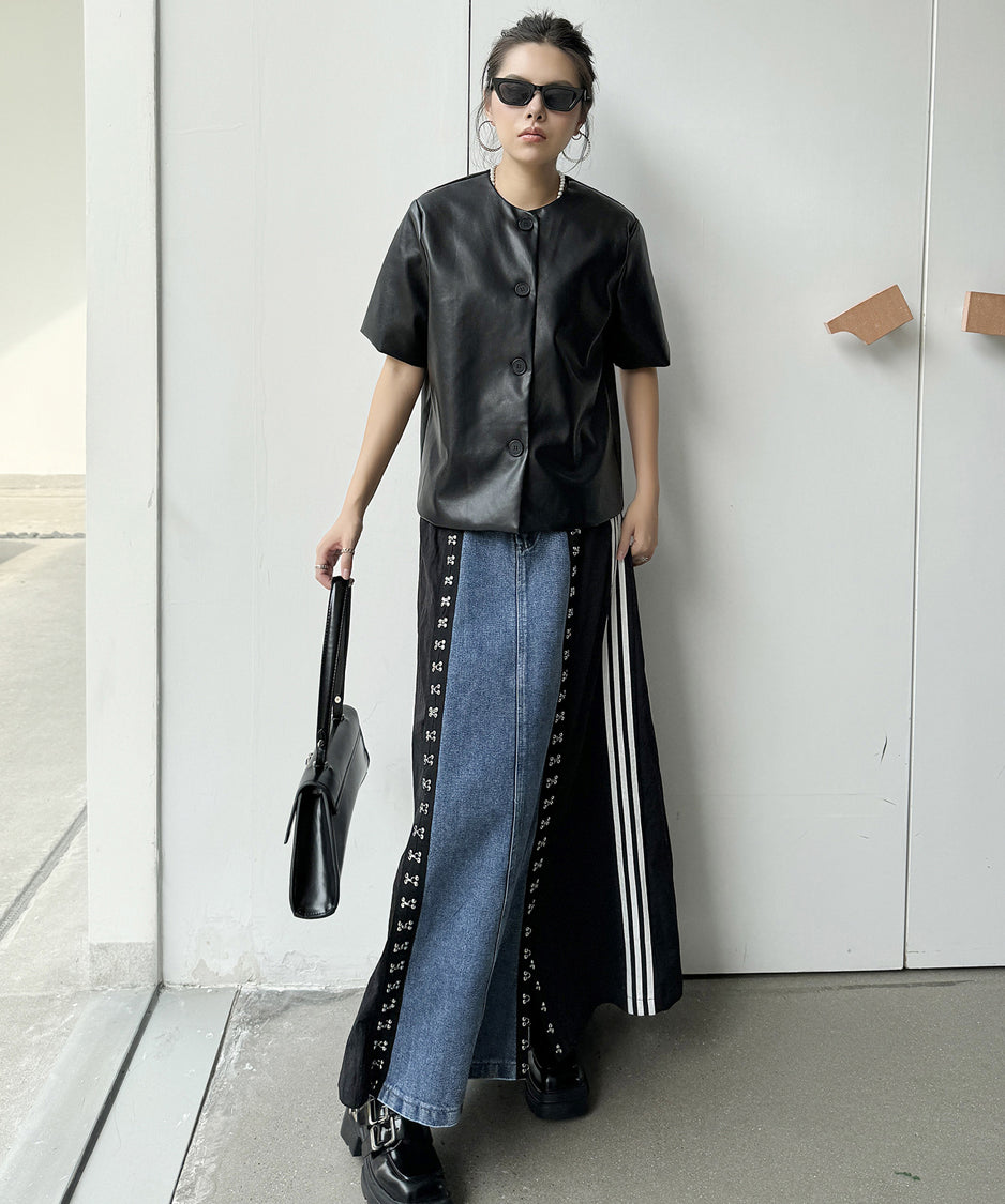 Sideline denim skirt
