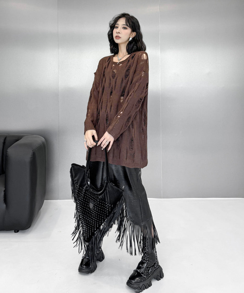 Ripped pullover knit