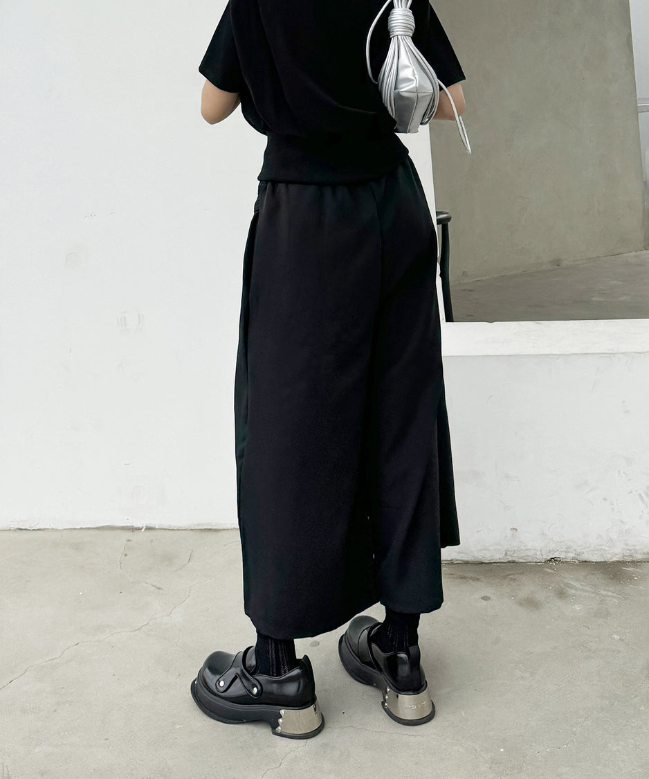 Half pleated wide pants
