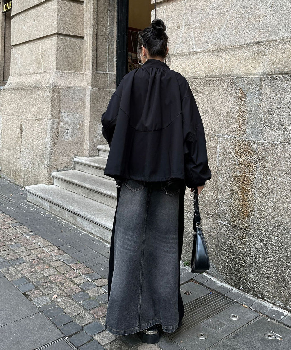 Bat Sleeve Zipper Blouson