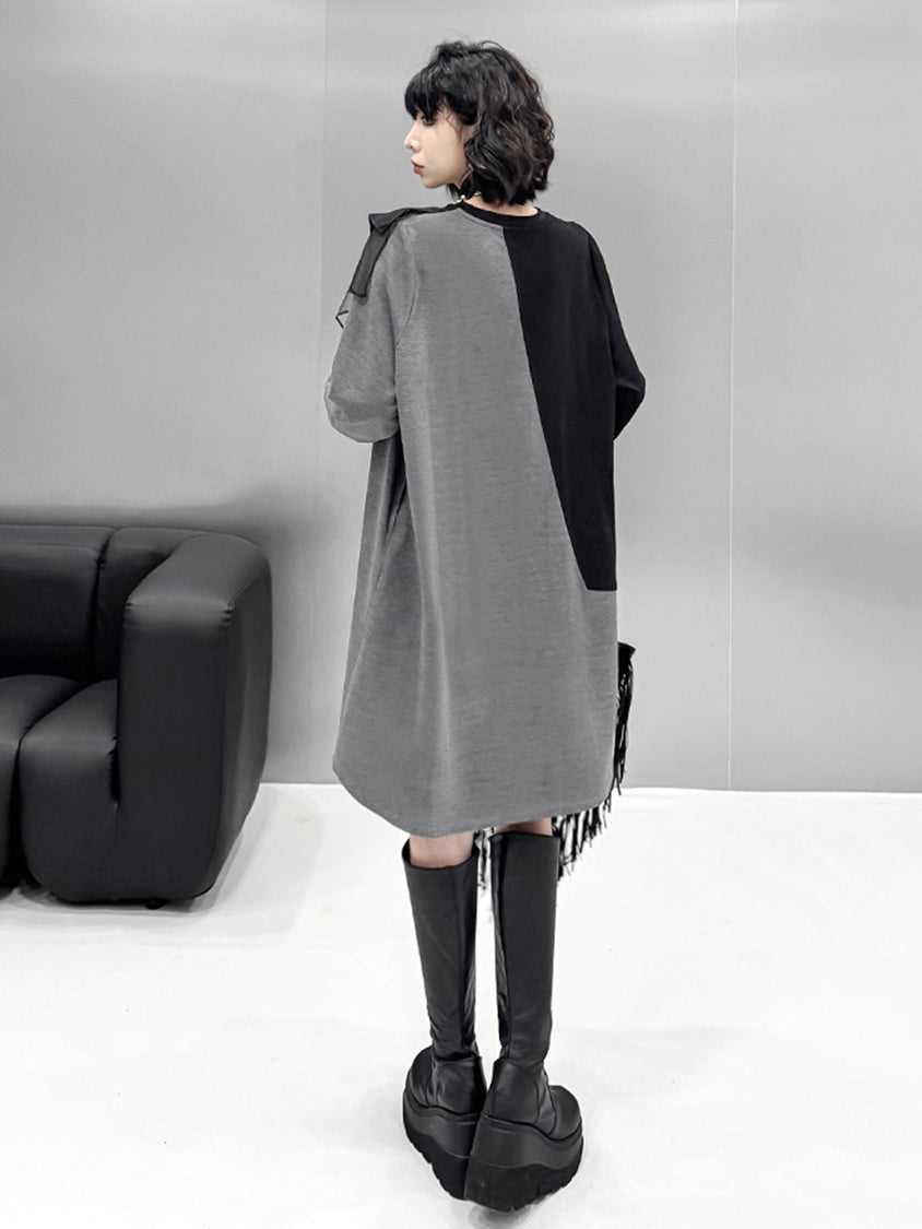 Ruffled frill contrast dress