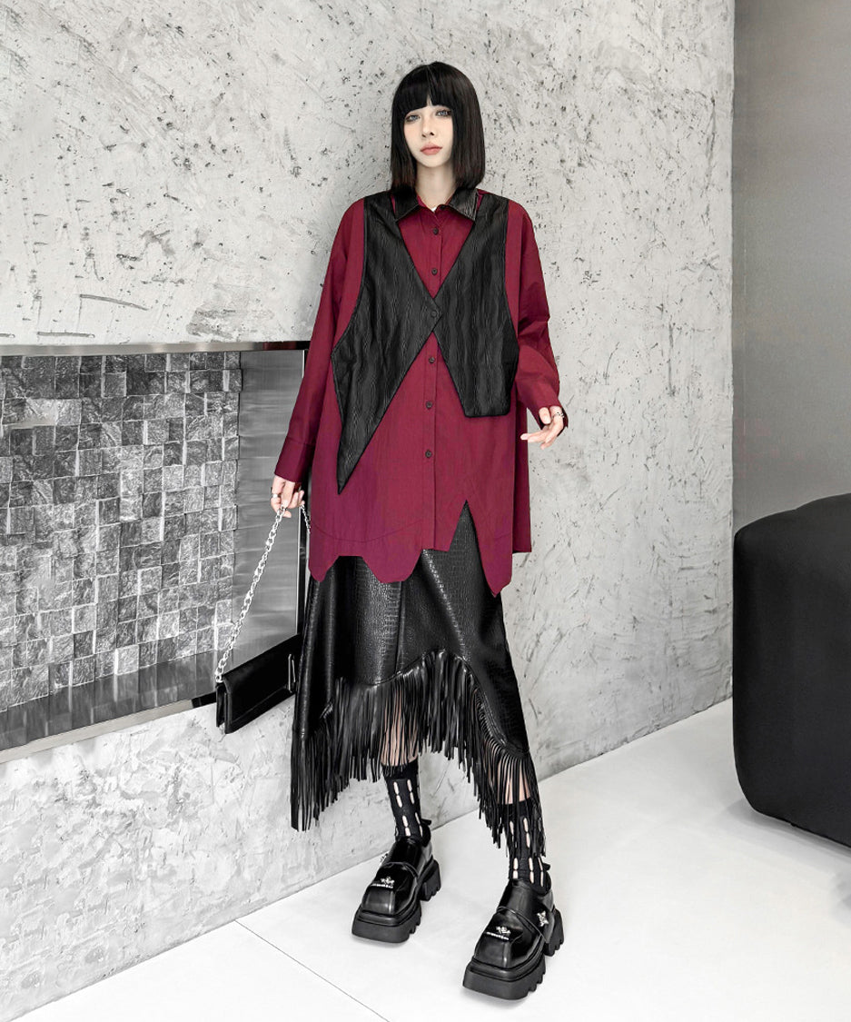 Zigzag cut loose blouse