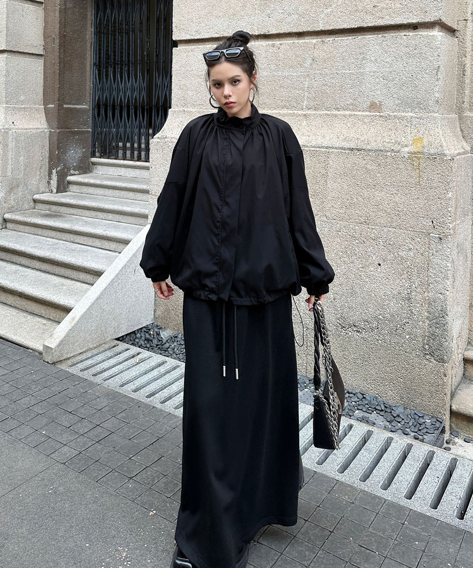 Bat Sleeve Zipper Blouson
