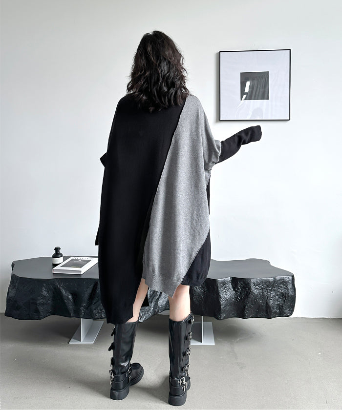 Two-tone knit dress