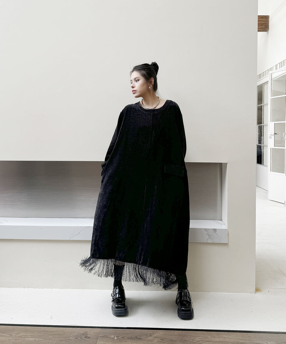 Hem Tassel Flare Dress